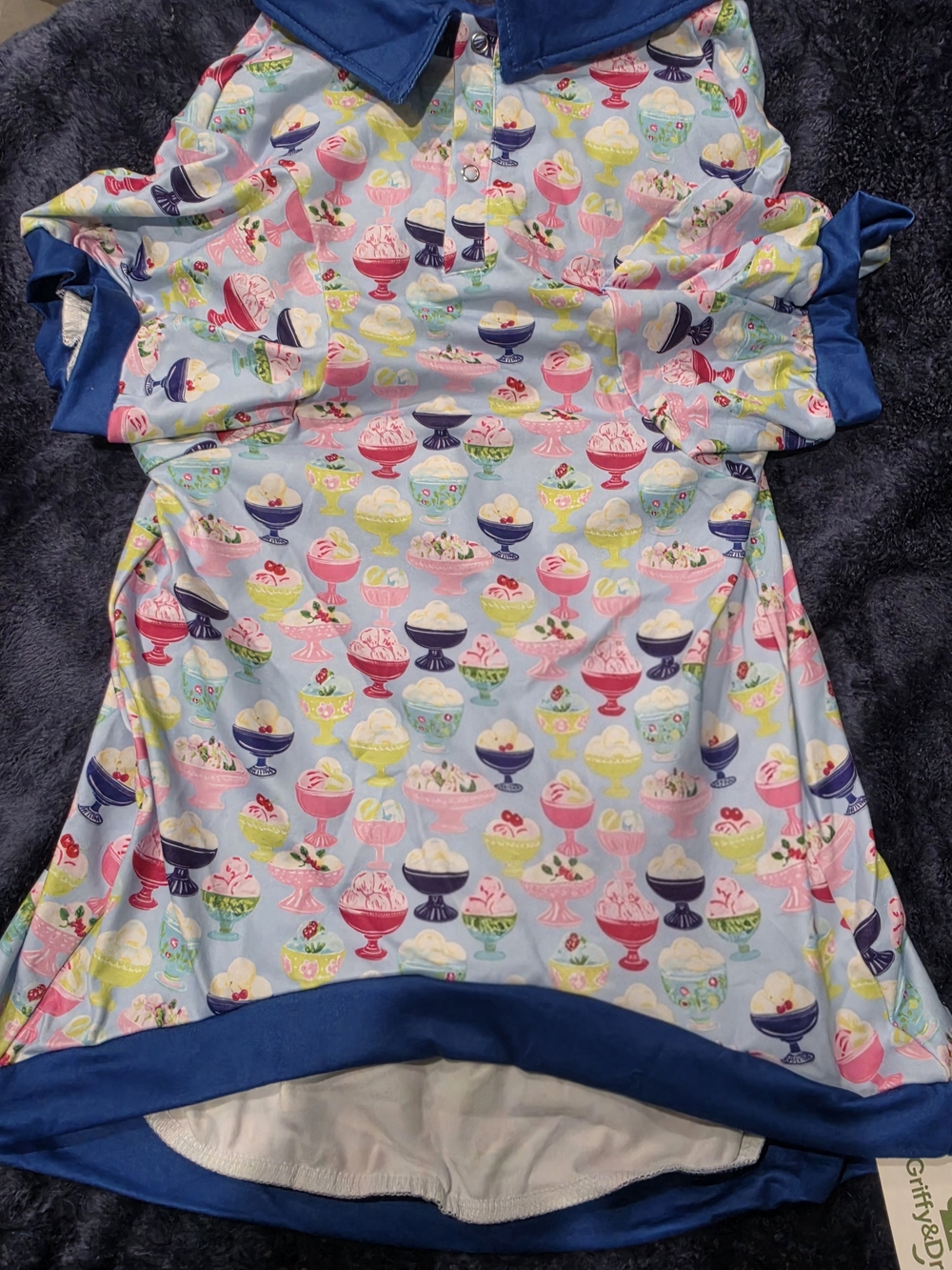 Griffy And Drake IceCream Print Blue Collared Shirt
